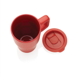 Premium keramische mok met handvat en lekvrij deksel 490 ml kleur rood zesde weergave