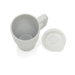 Premium keramische mok met handvat en lekvrij deksel 490 ml kleur wit zesde weergave