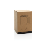 Premium keramische mok met handvat en lekvrij deksel 490 ml kleur grijs tweede weergave met doos
