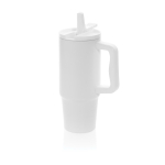 Gerecycleerde stalen drinkbeker met openklapbare tuit 900 ml kleur wit