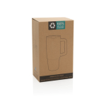 Gerecycleerde stalen drinkbeker met openklapbare tuit 900 ml kleur wit tweede weergave met doos
