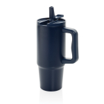 Gerecycleerde stalen drinkbeker met openklapbare tuit 900 ml kleur marineblauw