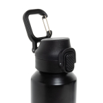Sportfles van gerecycled staal met vergrendelbare lekvrije dop 600 ml kleur zwart zesde weergave