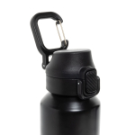 Sportfles van gerecycled staal met vergrendelbare lekvrije dop 600 ml kleur zwart zevende weergave