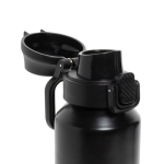 Sportfles van gerecycled staal met vergrendelbare lekvrije dop 600 ml kleur zwart achtste weergave