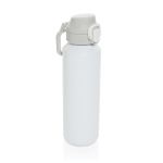 Sportfles van gerecycled staal met vergrendelbare lekvrije dop 600 ml kleur wit