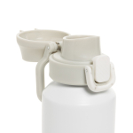 Sportfles van gerecycled staal met vergrendelbare lekvrije dop 600 ml kleur wit achtste weergave