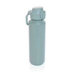 Sportfles van gerecycled staal met vergrendelbare lekvrije dop 600 ml kleur groen