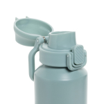 Sportfles van gerecycled staal met vergrendelbare lekvrije dop 600 ml kleur groen achtste weergave