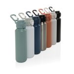 Sportfles van gerecycled staal met vergrendelbare lekvrije dop 600 ml kleur groen algemene weergave