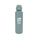 Sportfles van gerecycled staal met vergrendelbare lekvrije dop 600 ml kleur groen met afdrukgebied