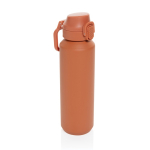 Sportfles van gerecycled staal met vergrendelbare lekvrije dop 600 ml kleur oranje
