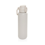 Sportfles van gerecycled staal met vergrendelbare lekvrije dop 600 ml kleur beige