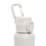 Sportfles van gerecycled staal met vergrendelbare lekvrije dop 600 ml kleur beige zesde weergave