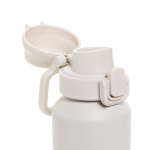 Sportfles van gerecycled staal met vergrendelbare lekvrije dop 600 ml kleur beige achtste weergave