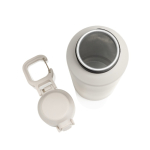 Sportfles van gerecycled staal met vergrendelbare lekvrije dop 600 ml kleur beige negende weergave