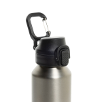 Sportfles van gerecycled staal met vergrendelbare lekvrije dop 600 ml kleur zilver zesde weergave