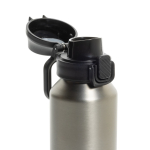 Sportfles van gerecycled staal met vergrendelbare lekvrije dop 600 ml kleur zilver zevende weergave