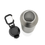 Sportfles van gerecycled staal met vergrendelbare lekvrije dop 600 ml kleur zilver achtste weergave