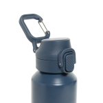 Sportfles van gerecycled staal met vergrendelbare lekvrije dop 600 ml kleur marineblauw zesde weergave