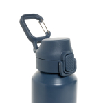 Sportfles van gerecycled staal met vergrendelbare lekvrije dop 600 ml kleur marineblauw zevende weergave