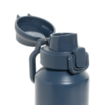Sportfles van gerecycled staal met vergrendelbare lekvrije dop 600 ml kleur marineblauw achtste weergave