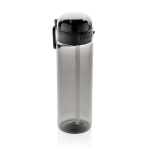 Sportfles van RPET met lekvrij deksel en rietje 800 ml kleur zwart