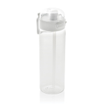 Sportfles van RPET met lekvrij deksel en rietje 800 ml kleur wit