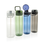 Sportfles van RPET met lekvrij deksel en rietje 800 ml kleur groen algemene weergave