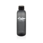 RPET-fles met grip en origineel ribbel design 750 ml kleur zwart weergave met logo