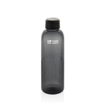 RPET-fles met grip en origineel ribbel design 750 ml kleur zwart met afdrukgebied