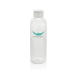 RPET-fles met grip en origineel ribbel design 750 ml kleur wit weergave met logo