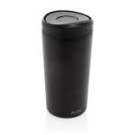 Eco take-away mok gerecycled materiaal en klikdeksel 400 ml Avira Alix kleur zwart