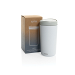 Eco take-away mok gerecycled materiaal en klikdeksel 400 ml Avira Alix kleur wit weergave met doos