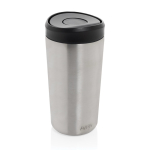 Eco take-away mok gerecycled materiaal en klikdeksel 400 ml Avira Alix kleur zilver