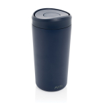 Eco take-away mok gerecycled materiaal en klikdeksel 400 ml Avira Alix kleur marineblauw