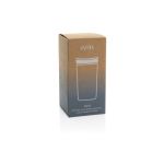 Eco take-away mok gerecycled materiaal en klikdeksel 400 ml Avira Alix kleur marineblauw tweede weergave met doos