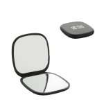 Spiegeltje gerecycled kunststof met standaard- en vergrotende spiegel kleur zwart met afdrukgebied