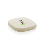 Spiegeltje gerecycled kunststof met standaard- en vergrotende spiegel kleur beige weergave met logo