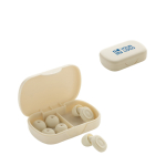 Oordopjes van gerecycled silicone met 36 dB geluidsreductie kleur beige met afdrukgebied