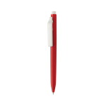 Pen van gerecycled plastic met ultra‑vloeiende blauwe inkt kleur rood