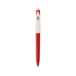Pen van gerecycled plastic met ultra‑vloeiende blauwe inkt kleur rood weergave met logo