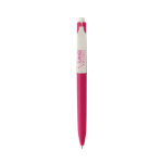 Pen van gerecycled plastic met ultra‑vloeiende blauwe inkt kleur roze weergave met logo