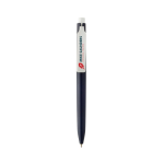 Pen van gerecycled plastic met ultra‑vloeiende blauwe inkt kleur marineblauw weergave met logo