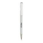 Pen van gerecycled plastic met Dokumental® navulling, blauwe inkt kleur wit weergave met logo