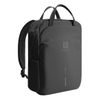 Uitbreidbare rugzak van gerecycled materiaal met Duo‑rits 16” kleur zwart weergave met logo