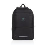 Rugzak van gerecycled polyester met business‑design en vakken 15,6” kleur zwart weergave met logo