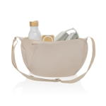 XL schoudertas van RPET met buitenvak en verstelbare riem kleur beige vijfde weergave