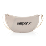 XL schoudertas van RPET met buitenvak en verstelbare riem kleur beige weergave met logo