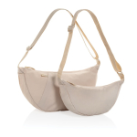 XL schoudertas van RPET met buitenvak en verstelbare riem kleur beige algemene weergave